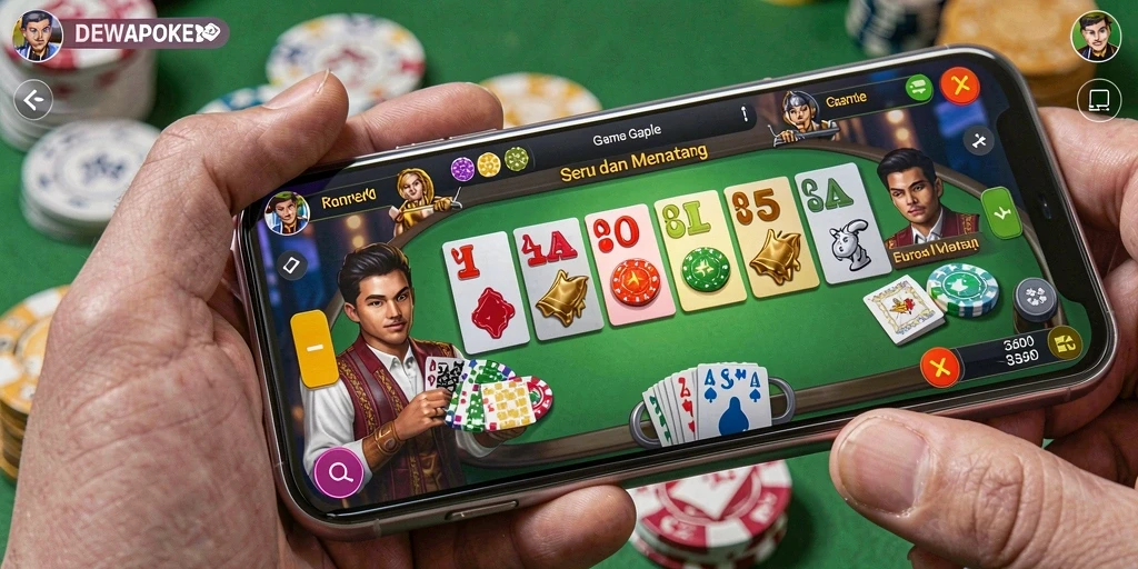 Tangkapan layar DEWAPOKER menampilkan gameplay Gaple yang menarik dan interaktif.