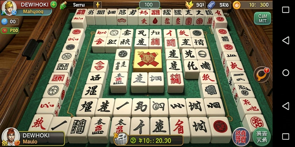 Tampilan gameplay yang menarik dari DEWIHOKI dengan ubin Mahjong.