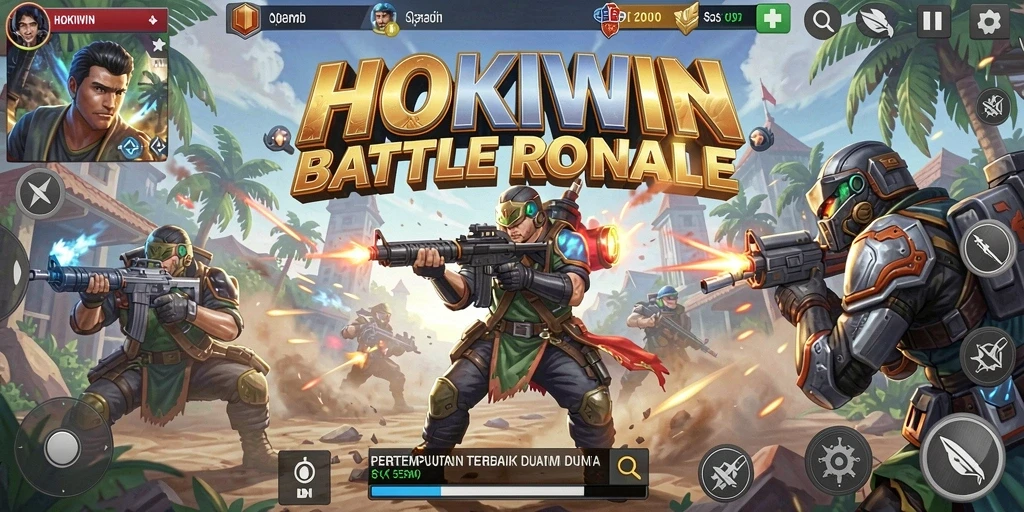 Gameplay seru HOKIWIN dengan aksi Battle Royale yang mendebarkan.