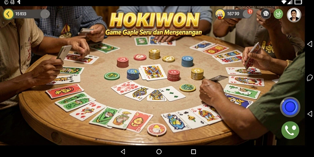 Screenshot gameplay seru HOKIWON saat bermain Gaple.