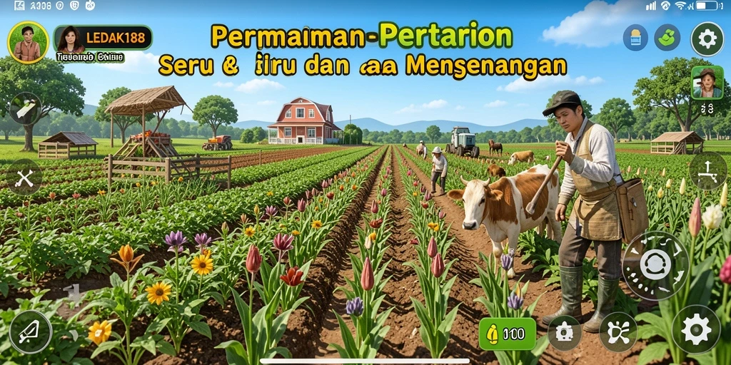 Screenshot dari gameplay di LEDAK188 menampilkan aktivitas berkebun yang seru.