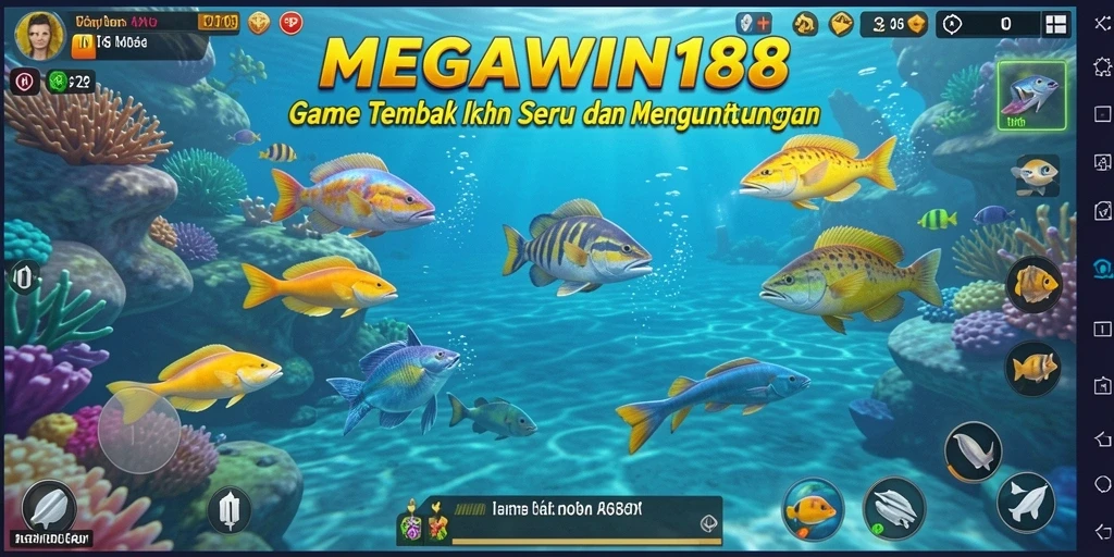 Screenshot menampilkan pemain sedang seru menembak ikan di MEGAWIN188.