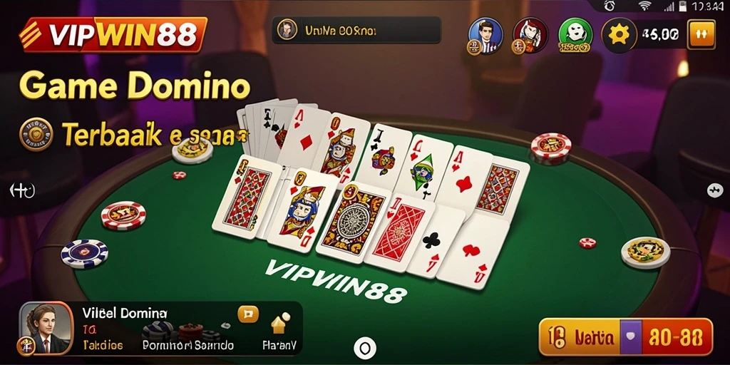 Screenshot menunjukkan gameplay seru dalam game Domino VIPWIN88.
